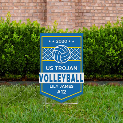 Volleyball Yard Sign Design 1 Blue & Gold