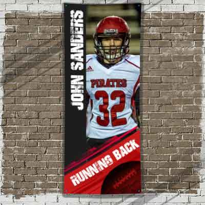 Football Player Banner Red