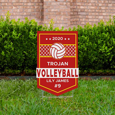 Volleyball Yard Sign Design 1 Red & Gold
