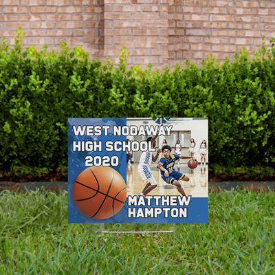 Basketball Yard Sign Design 2 Light Blue
