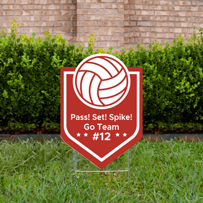 Volleyball Yard Sign Design 2 Red & White