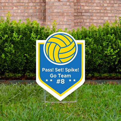 Volleyball Yard Sign Design 2 Blue & Gold