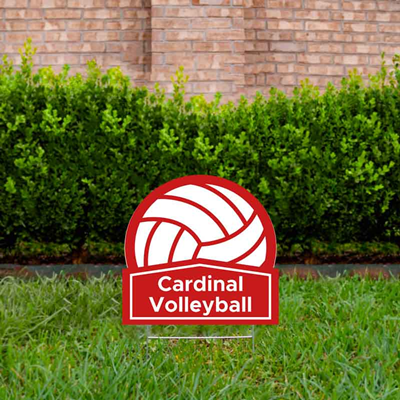 Volleyball Yard Sign Design 3 Red & White