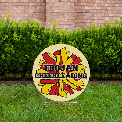 Cheer Yard Sign Pom Pom Red & Gold