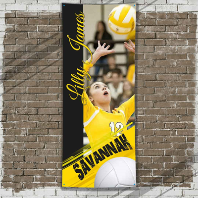 Volleyball Player Banner Yellow