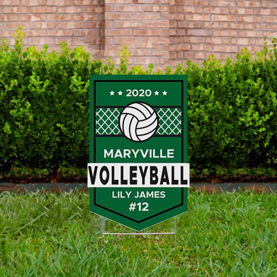 Volleyball Yard Sign Design 1 Dark Green