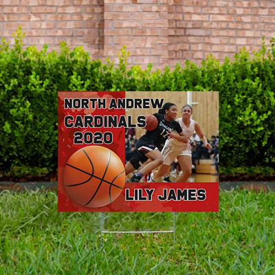 Basketball Yard Sign Design 2 Red