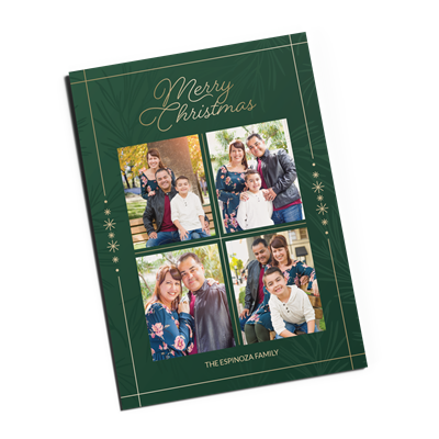 Holiday Card 5"x7"_Gold & Green Christmas