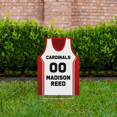 Basketball Yard Sign Design 3 Red & White