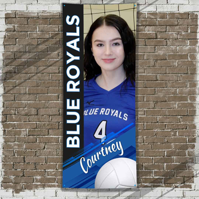 Volleyball Player Banner Blue