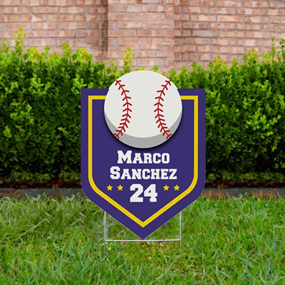 Baseball Yard Sign Design 3 Purple & Gold