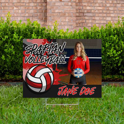 Volleyball Yard Sign Design 4 Red & Black