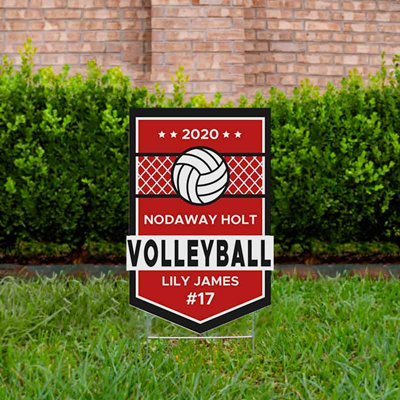 Volleyball Yard Sign Design 1 Red & Black