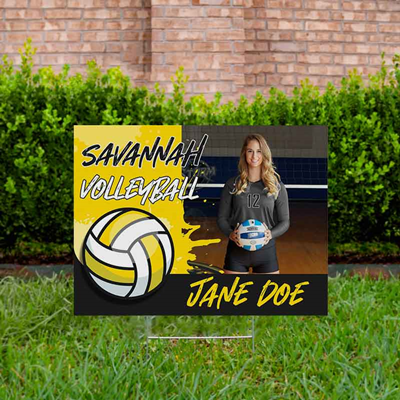 Volleyball Yard Sign Design 4 Yellow