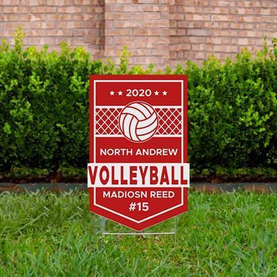 Volleyball Yard Sign Design 1 Red