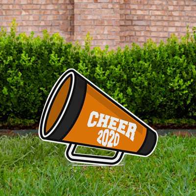 Cheer Yard Sign Megaphone Orange