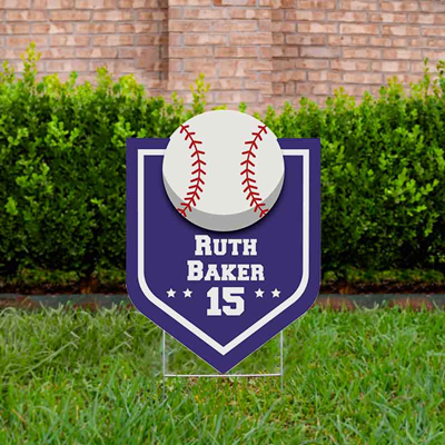 Baseball Yard Sign Design 3 Purple