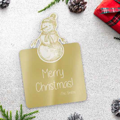 Gold Snowman Christmas Card
