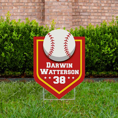 Baseball Yard Sign Design 3 Red & Gold