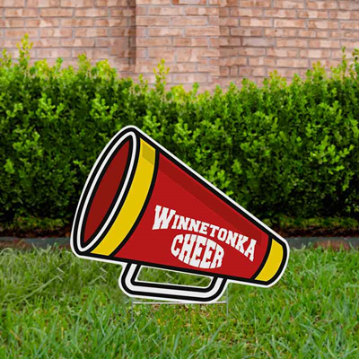 Cheer Yard Sign Megaphone Red & Gold