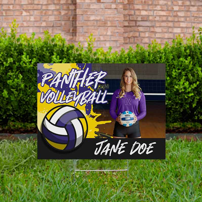 Volleyball Yard Sign Design 4 Purple & Yellow