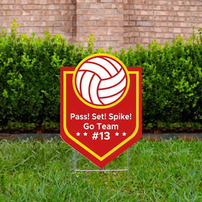 Volleyball Yard Sign Design 2 Red & Gold