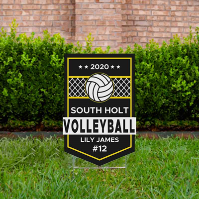 Volleyball Yard Sign Design 1 Gold