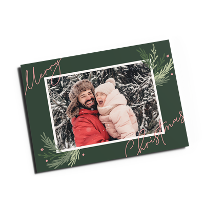 Holiday Card 7"x5"_Blush & Sage Christmas